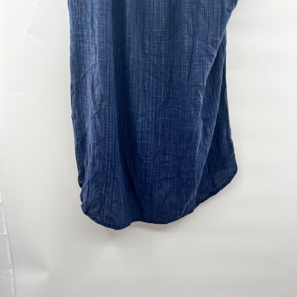 Kona Sol Women's Short Sleeve Textured Top Navy Size Medium Lightweight Tie Neck - Picture 6 of 8